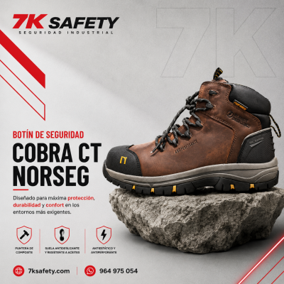 Zapato de Seguridad Cuero Norseg Cobra CT con diseño resistente y cómodo.