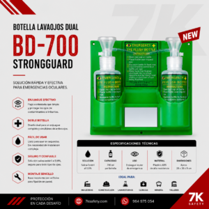 Botella Lavaojos Dual BD-700 StrongGuard para emergencias industrialesBotella Lavaojos Dual BD-700 StrongGuard para emergencias industriales