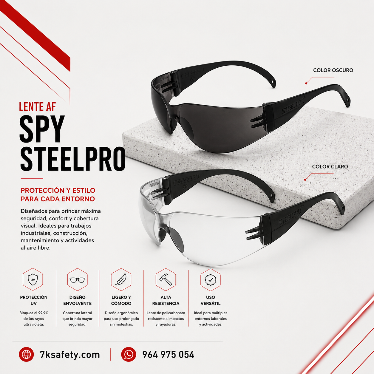 Lente de Seguridad Spy Claro AF 1 Lente de Seguridad Spy Claro AF para protección visual industrial