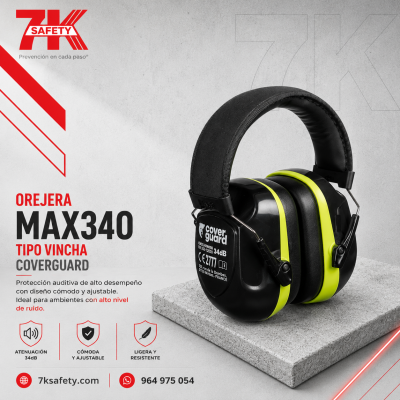 Orejera Tipo Vincha MAX340 Coverguard para protección auditiva industrial