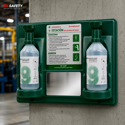 Estación Lavaojos Dual AY501 StrongGuard con 2 botellas de 500 ml