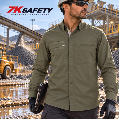 Camisa HW Arizona hombre verde oliva Hardwork de manga larga para trabajo industrial