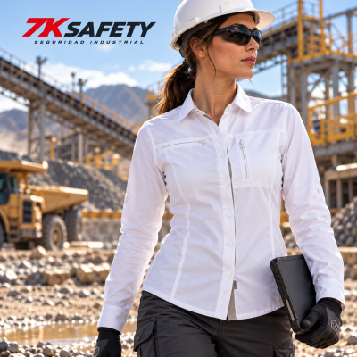 Camisa HW Arizona mujer blanco Hardwork de manga larga para trabajo industrial
