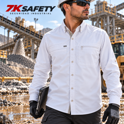 Camisa HW Arizona hombre blanca Hardwork de manga larga con protección solar UV50+